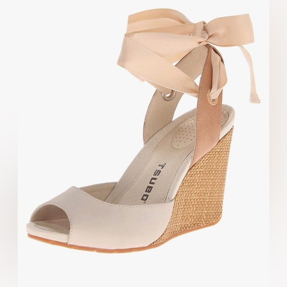 Tsubo Shoes - TSUBO - Women’s Novelle Ribbon Wrap Wedge Sandal
